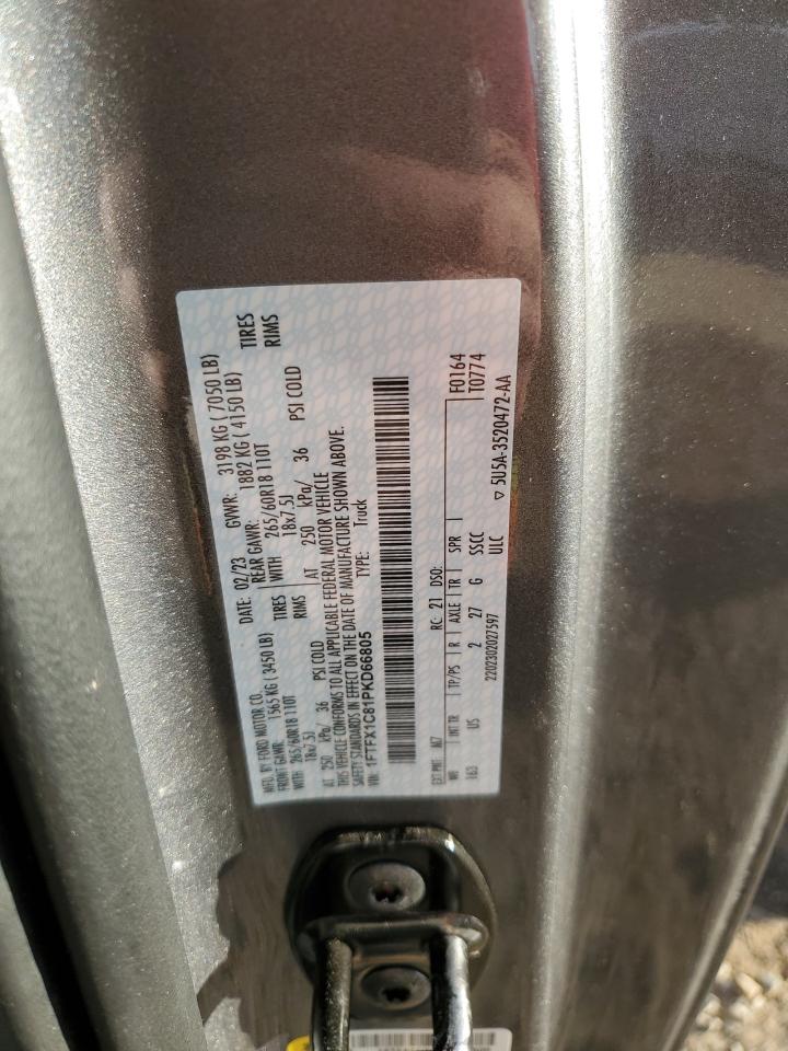 2023 FORD F150 SUPER CAB VIN:1FTFX1C81PKD66805