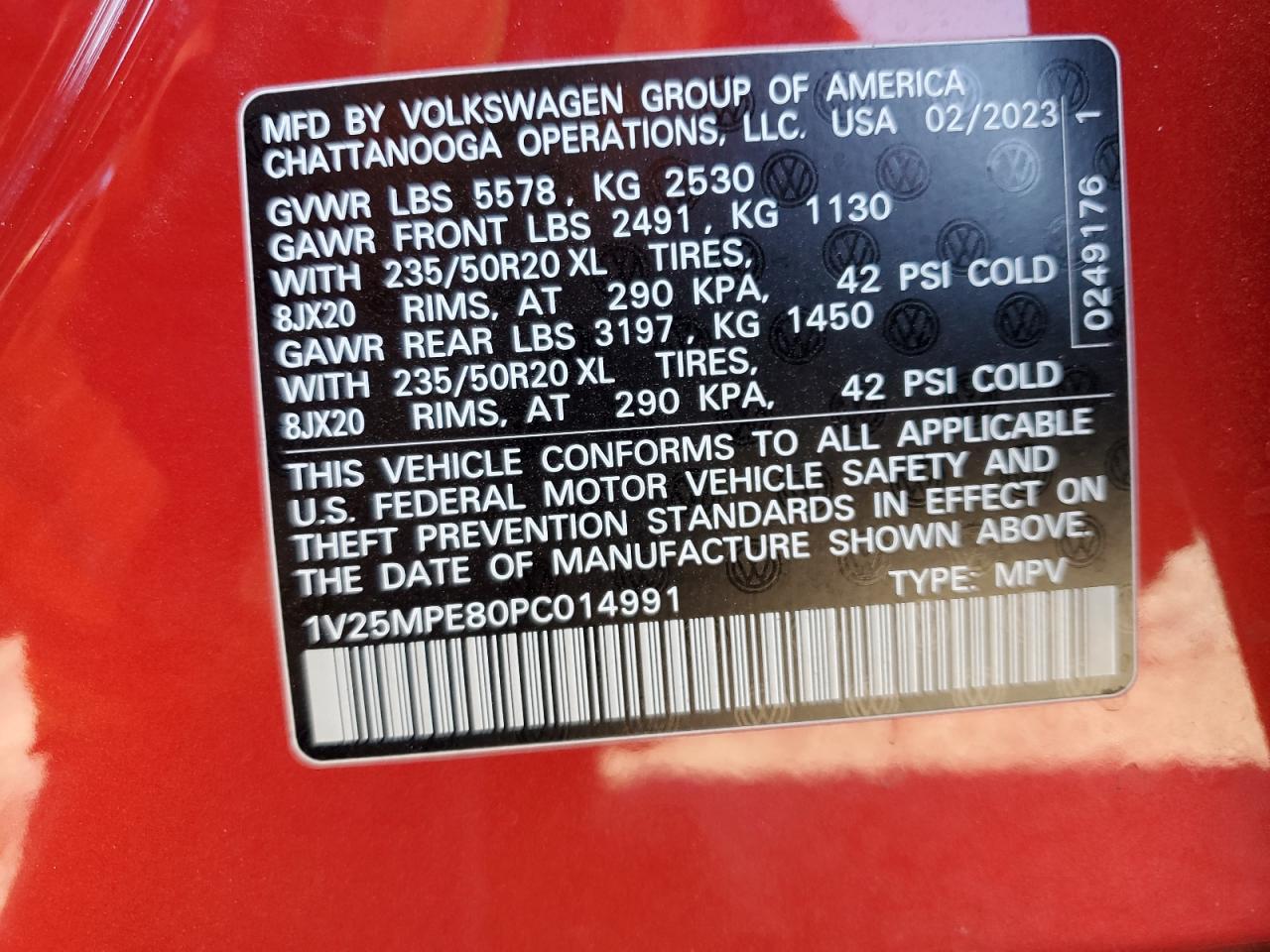 2023 VOLKSWAGEN ID.4 S VIN:1V25MPE80PC014991