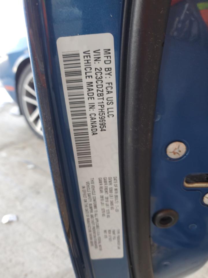 2023 DODGE CHALLENGER R/T VIN:2C3CDZBT1PH596954