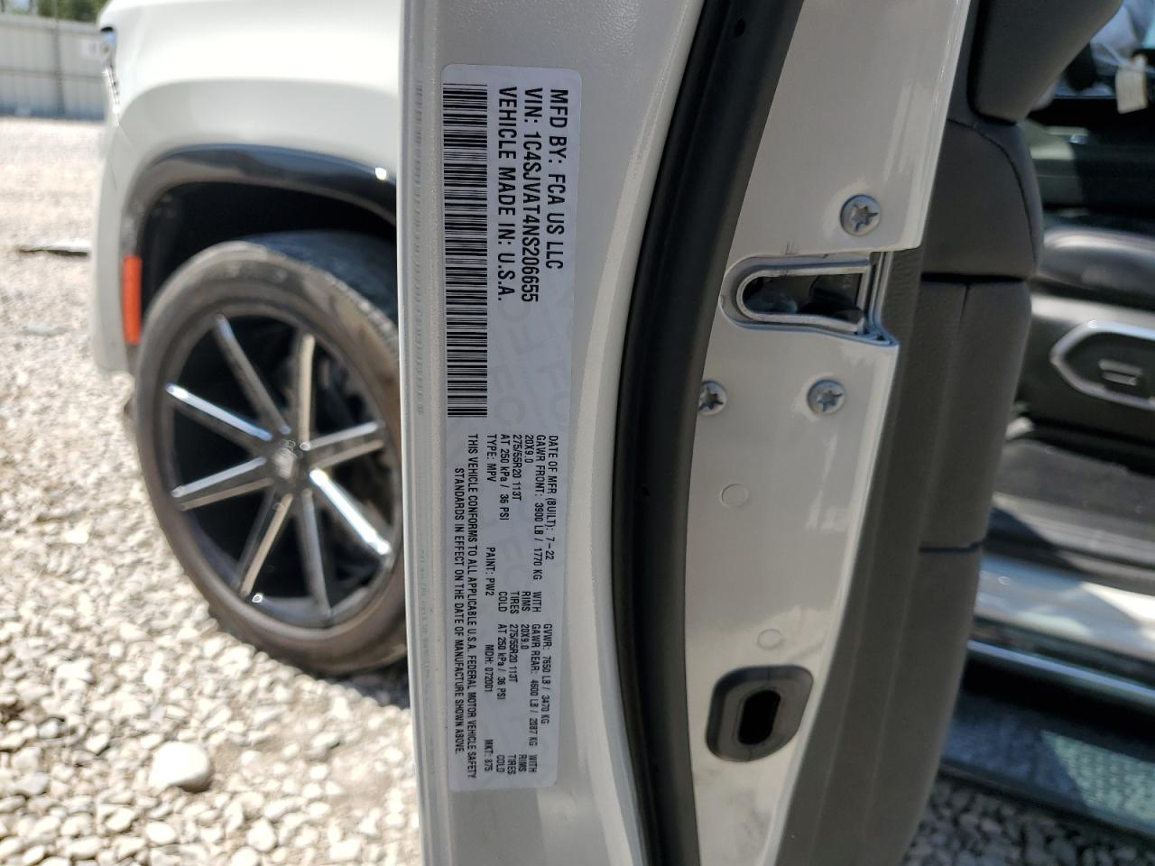 2022 JEEP WAGONEER SERIES I VIN:1C4SJVAT4NS206655