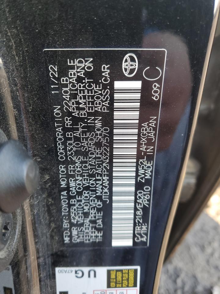 2022 TOYOTA PRIUS PRIME LE VIN:JTDKAMFP2N3227570