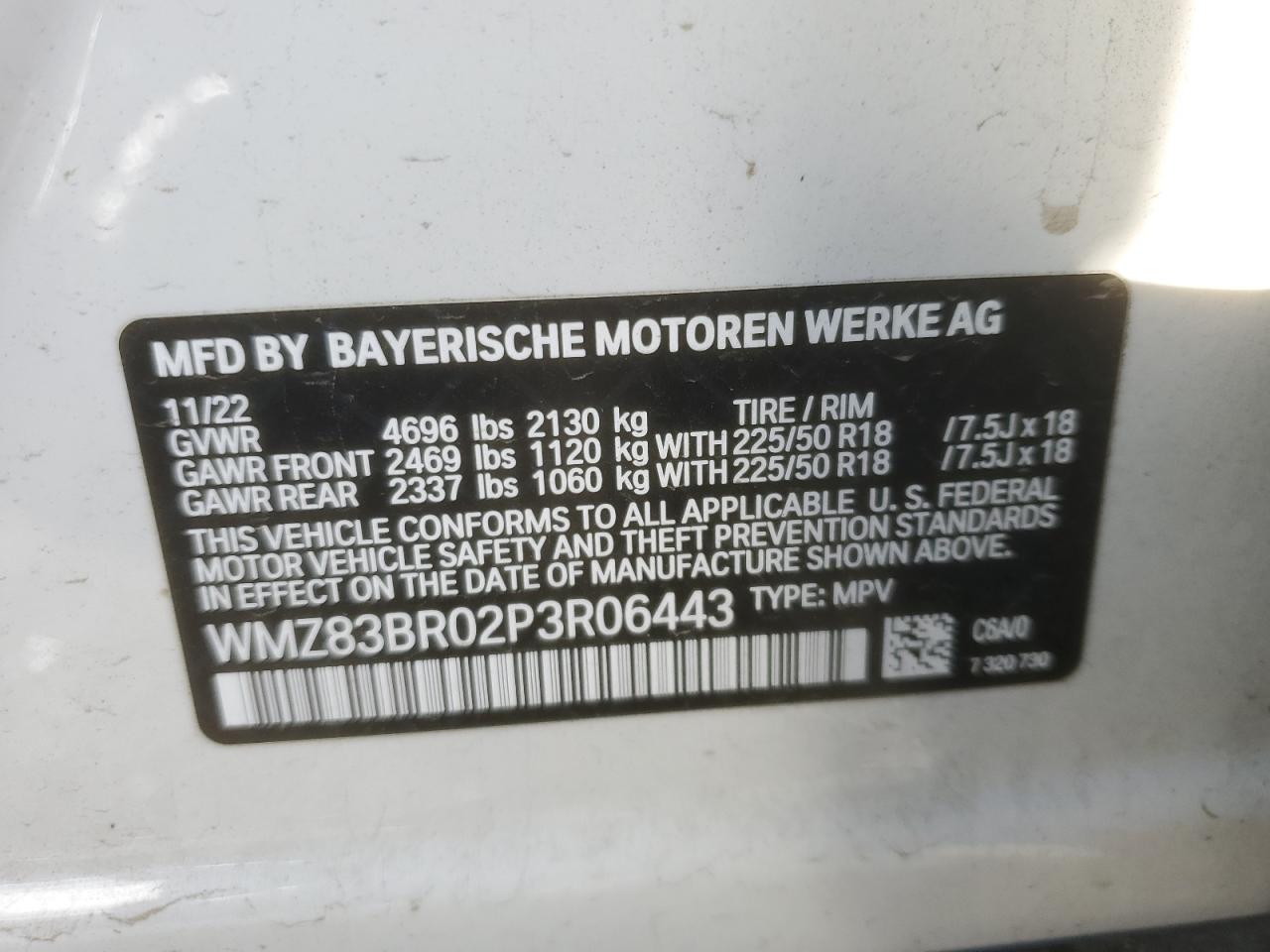 2023 MINI COOPER S COUNTRYMAN ALL4 VIN:WMZ83BR02P3R06443