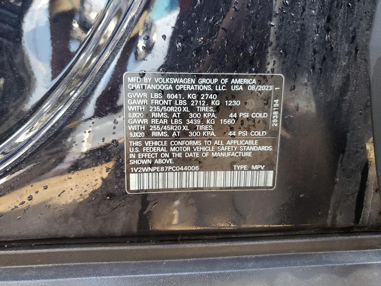 2023 VOLKSWAGEN ID.4 PRO S VIN:1V2WNPE87PC044006