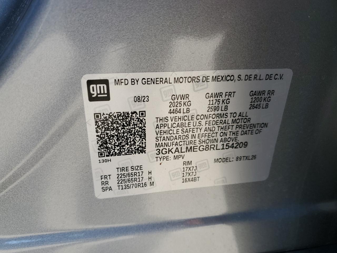 2024 GMC TERRAIN SLE VIN:3GKALMEG8RL154209