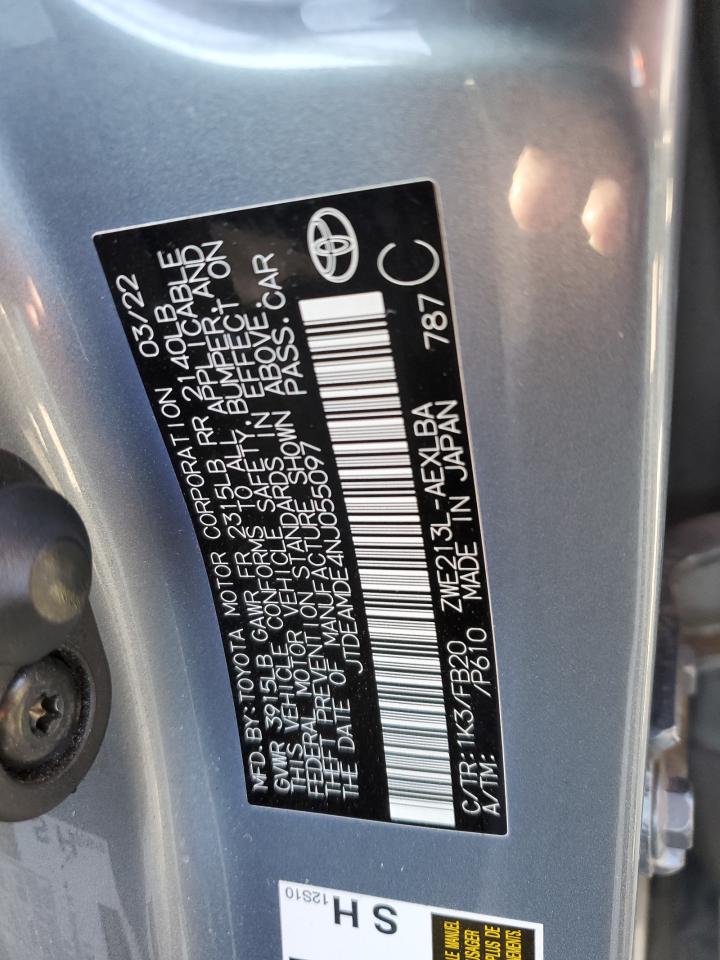 2022 TOYOTA COROLLA LE VIN:JTDEAMDE4NJ055097