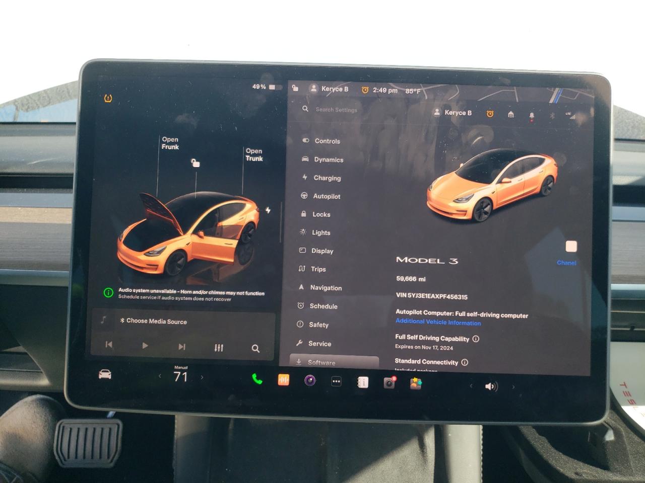 2023 TESLA MODEL 3  VIN:5YJ3E1EAXPF456315