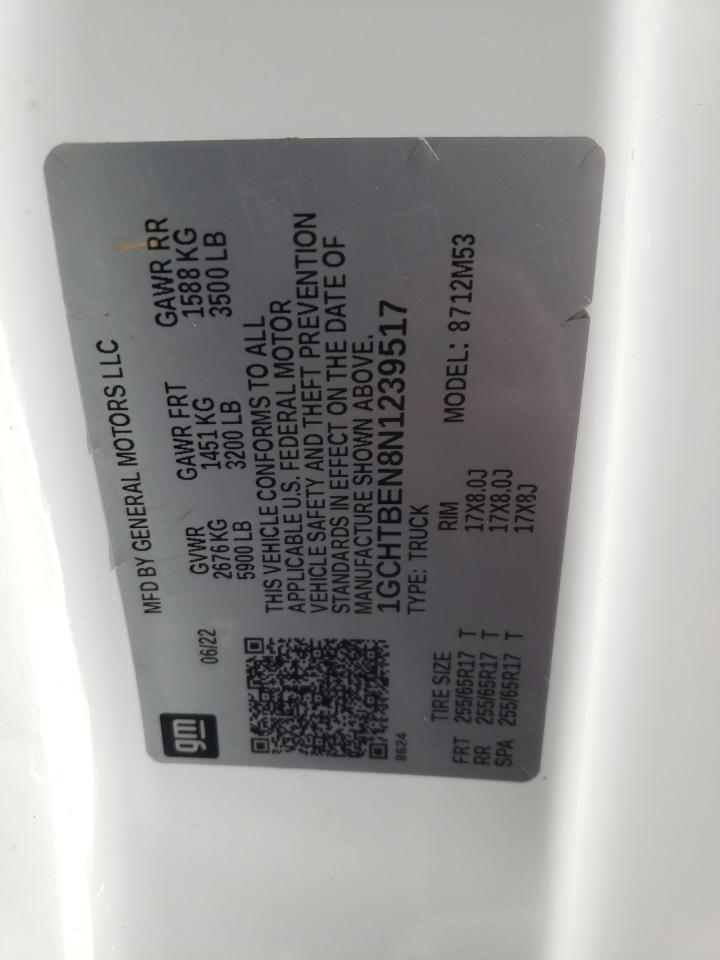 2022 CHEVROLET COLORADO  VIN:1GCHTBEN8N1239517