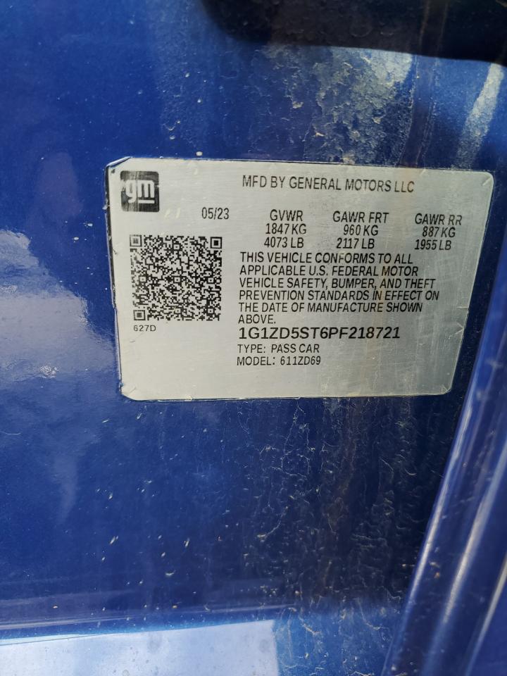 2023 CHEVROLET MALIBU LT VIN:1G1ZD5ST6PF218721