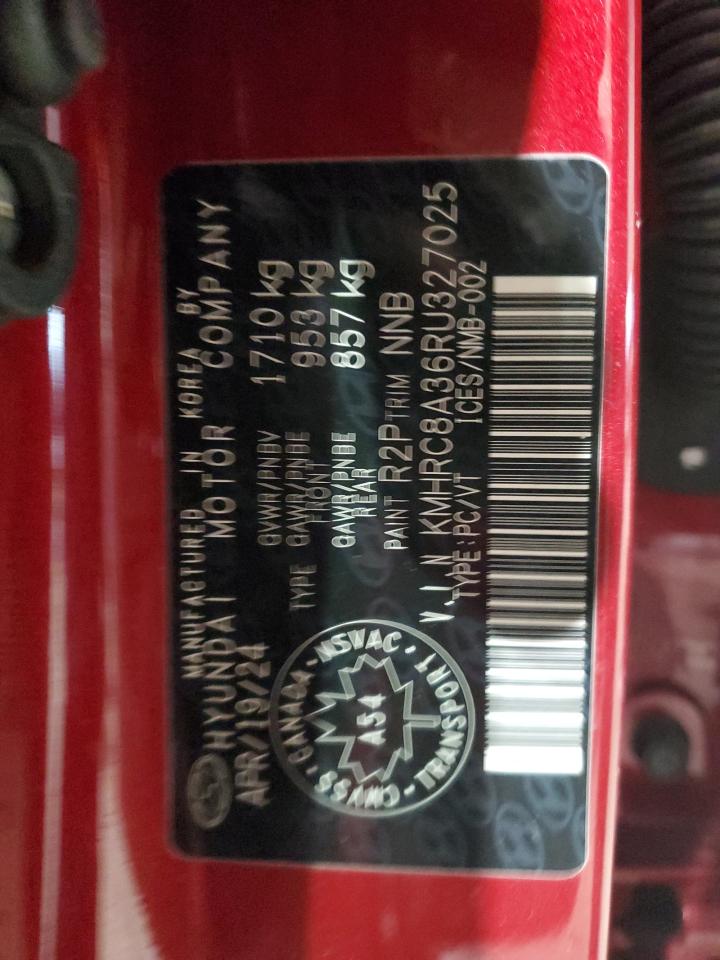 2024 HYUNDAI VENUE SEL VIN:KMHRC8A36RU327025