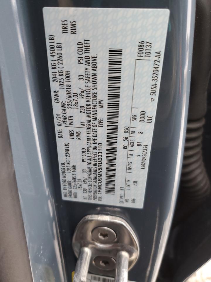 2024 FORD ESCAPE ST LINE VIN:1FMCU9MN5RUB33110