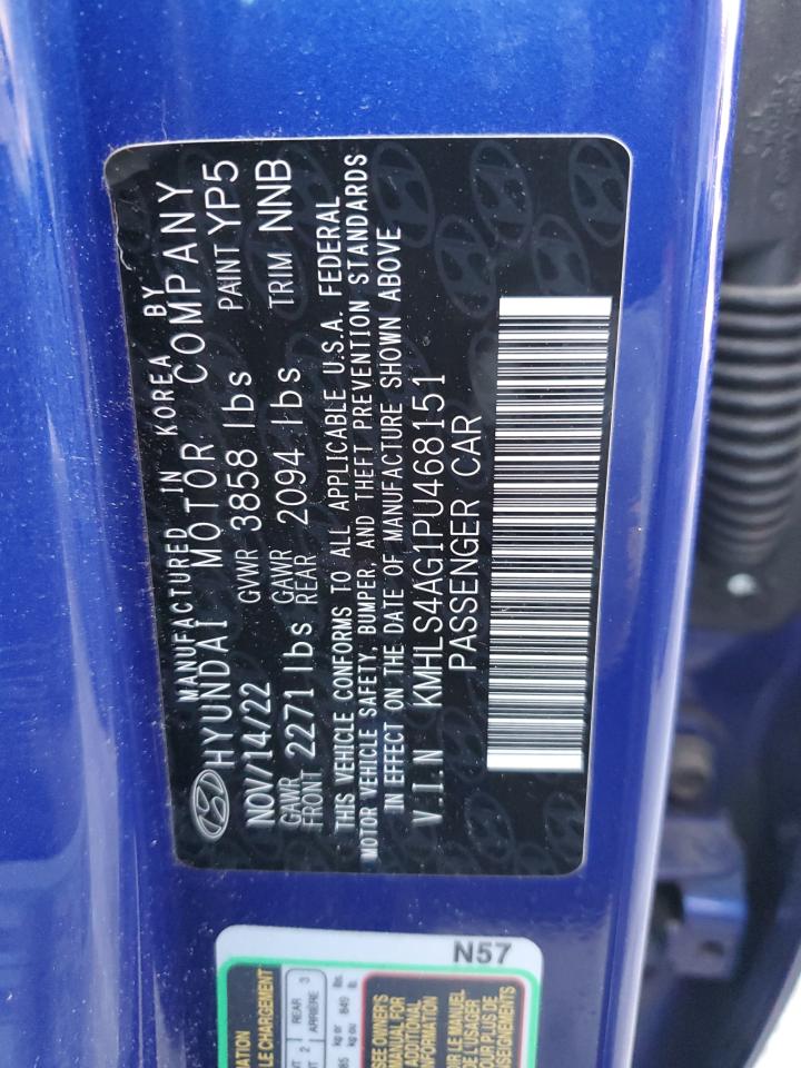 2023 HYUNDAI ELANTRA SEL VIN:KMHLS4AG1PU468151
