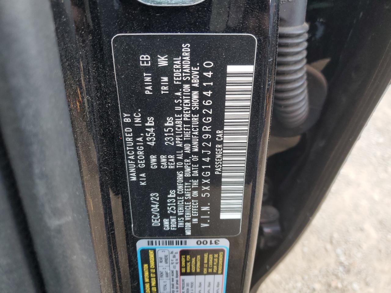 2024 KIA K5 LXS VIN:5XXG14J29RG264140