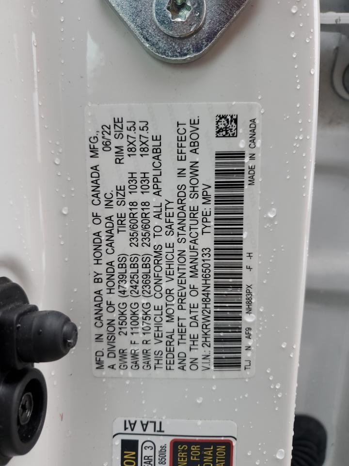 2022 HONDA CR-V EXL VIN:2HKRW2H84NH650133