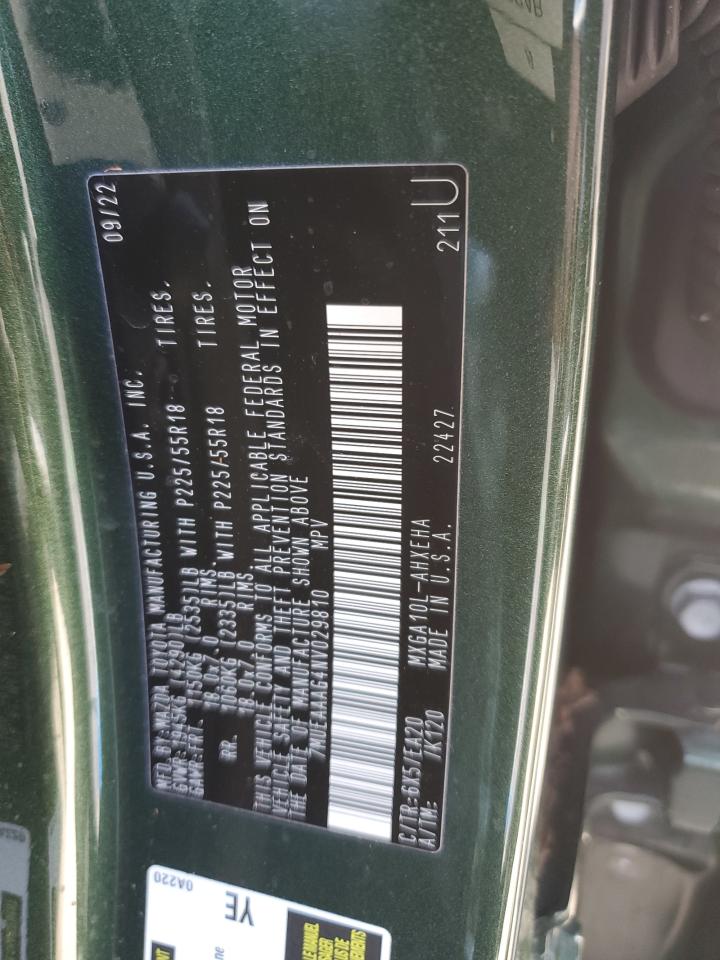 2022 TOYOTA COROLLA CROSS XLE VIN:7MUEAAAG4NV029810