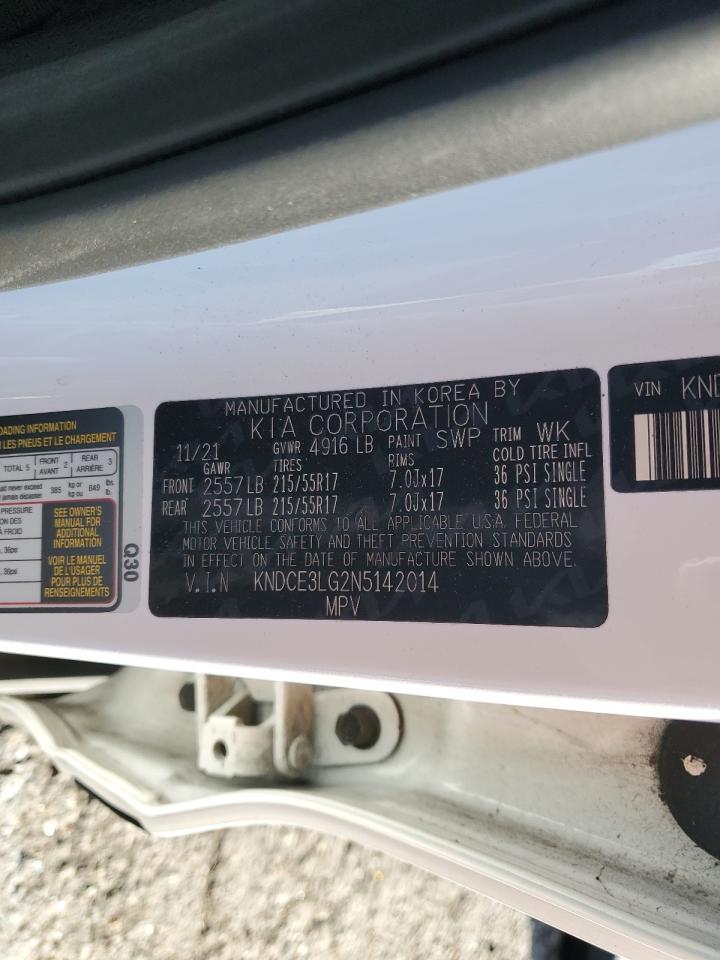 2022 KIA NIRO EX PREMIUM VIN:KNDCE3LG2N5142014