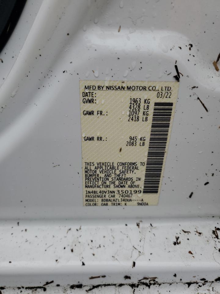 2022 NISSAN ALTIMA SV VIN:1N4BL4DV3NN350199