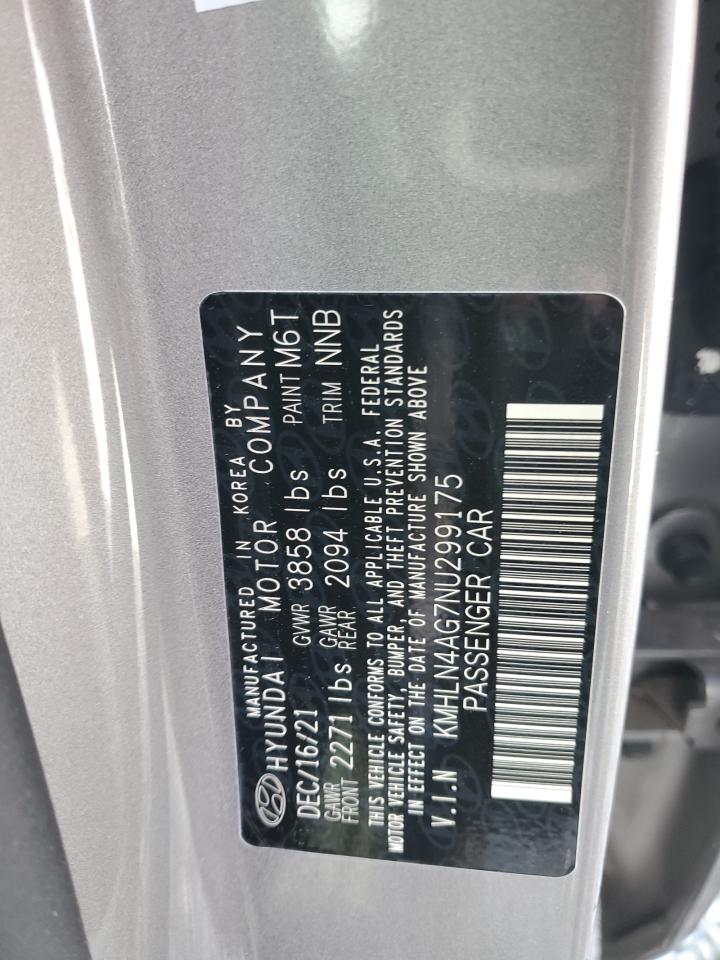 2022 HYUNDAI ELANTRA SEL VIN:KMHLN4AG7NU299175