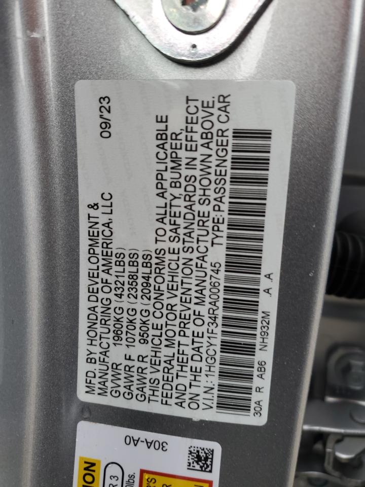 2024 HONDA ACCORD EX VIN:1HGCY1F34RA006745