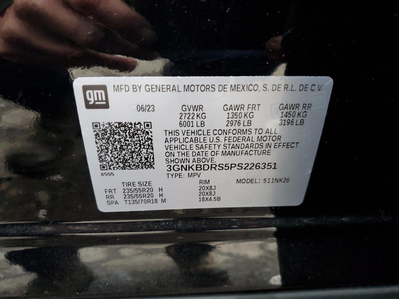 2023 CHEVROLET BLAZER 3LT VIN:3GNKBDRS5PS226351