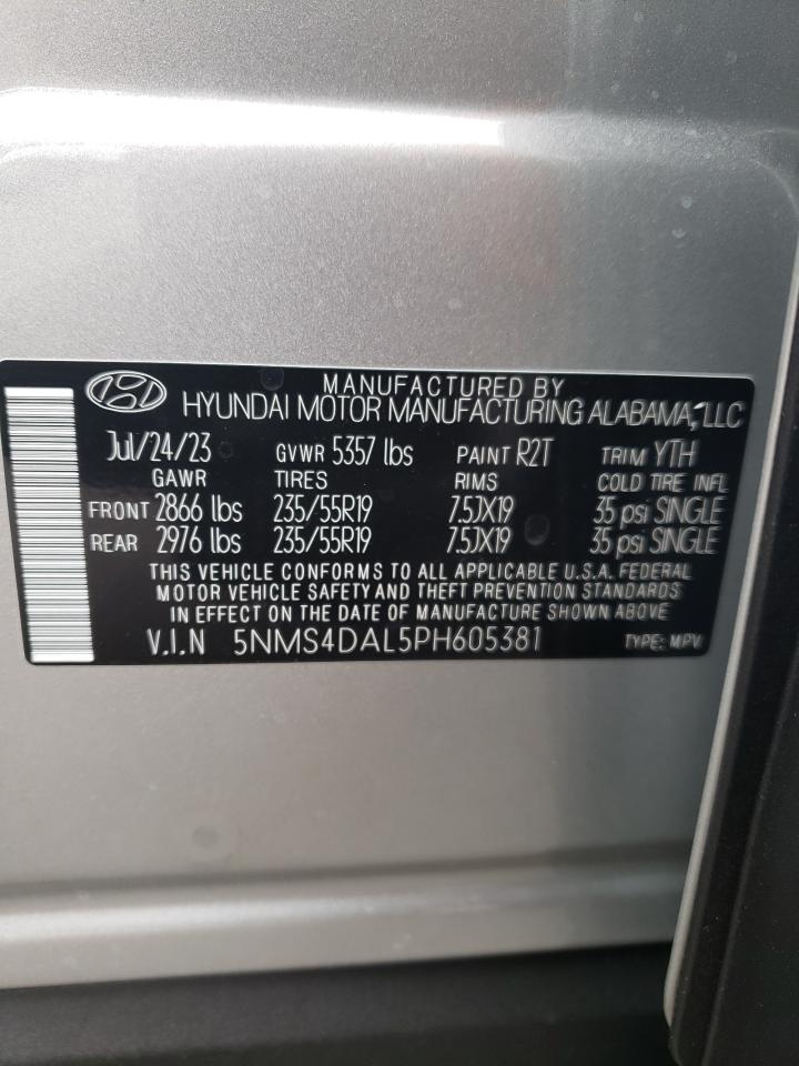2023 HYUNDAI SANTA FE LIMITED VIN:5NMS4DAL5PH605381