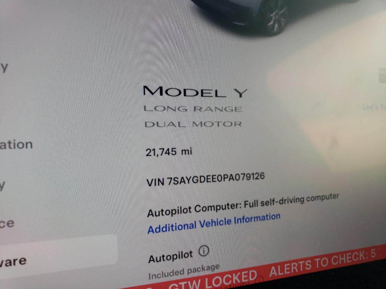 2023 TESLA MODEL Y  VIN:7SAYGDEE0PA079126