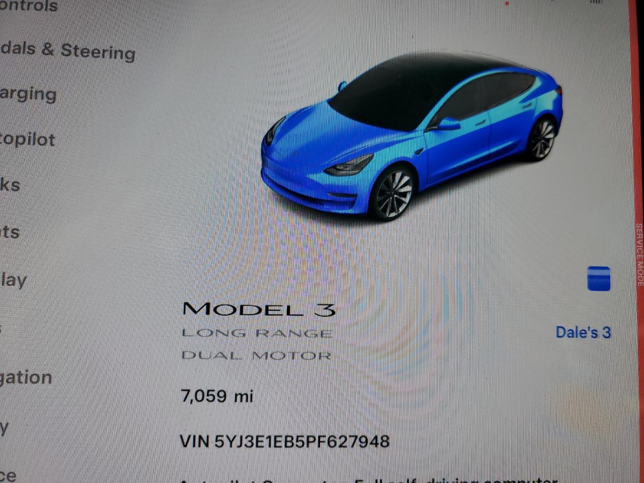 2023 TESLA MODEL 3  VIN:5YJ3E1EB5PF627948