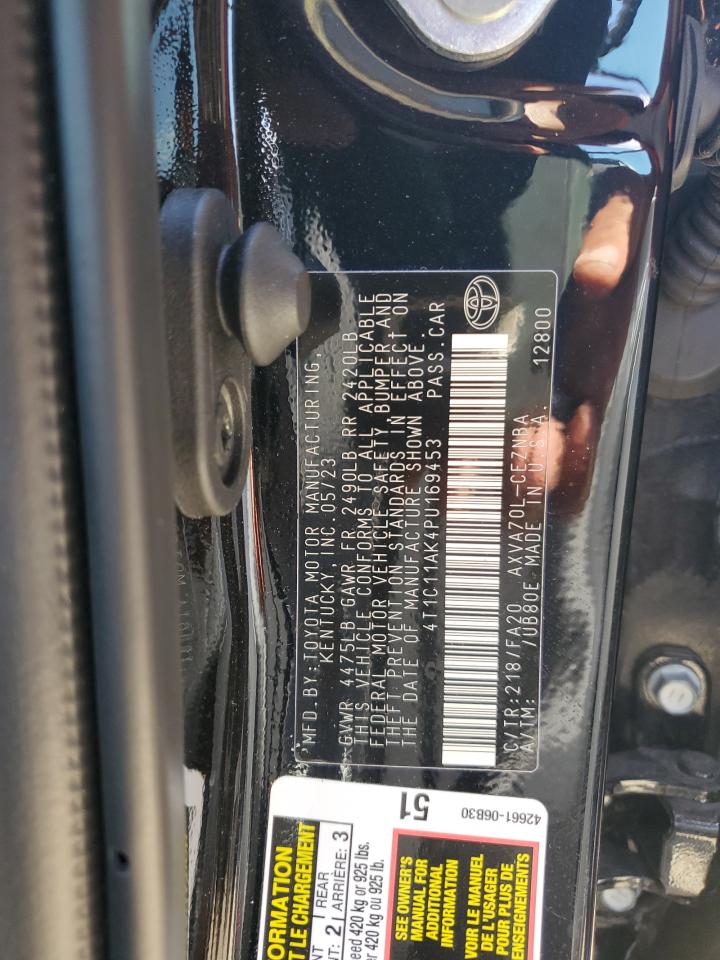 2023 TOYOTA CAMRY LE VIN:4T1C11AK4PU169453