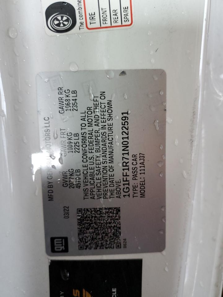 2022 CHEVROLET CAMARO LT1 VIN:1G1FF1R71N0122591