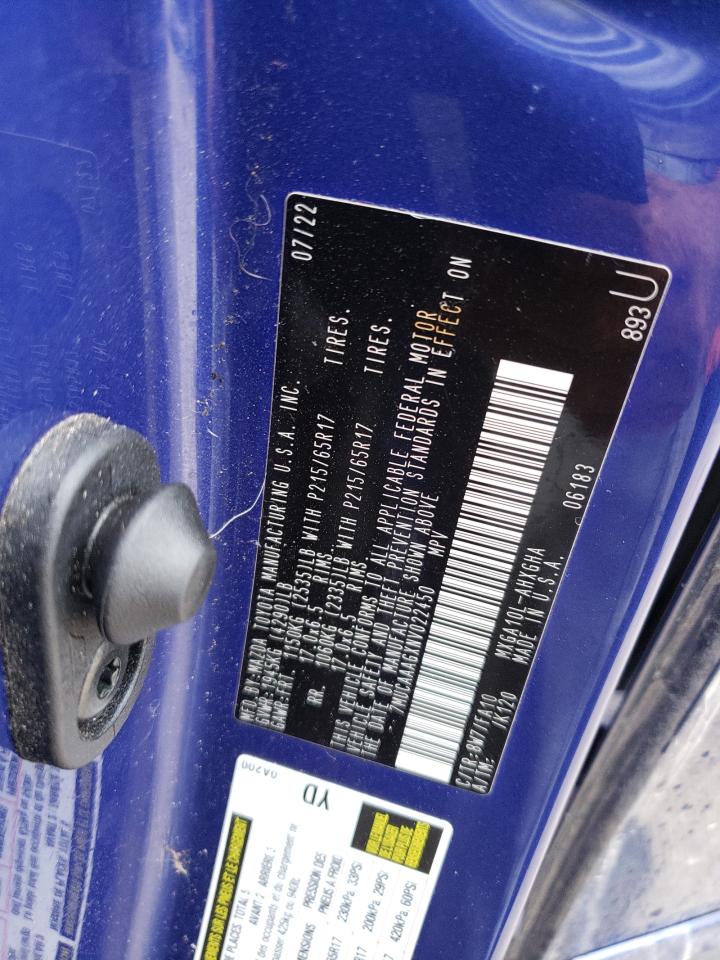 2022 TOYOTA COROLLA CROSS LE VIN:7MUCAAAGXNV022450