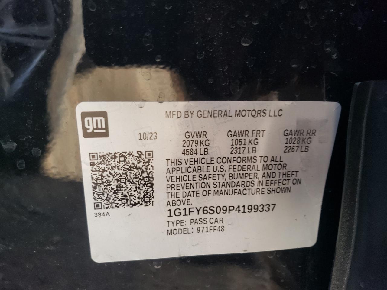 2023 CHEVROLET BOLT EUV LT VIN:1G1FY6S09P4199337