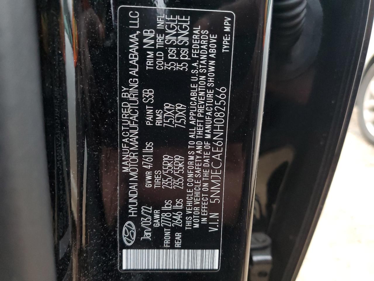 2022 HYUNDAI TUCSON LIMITED VIN:5NMJECAE6NH082566