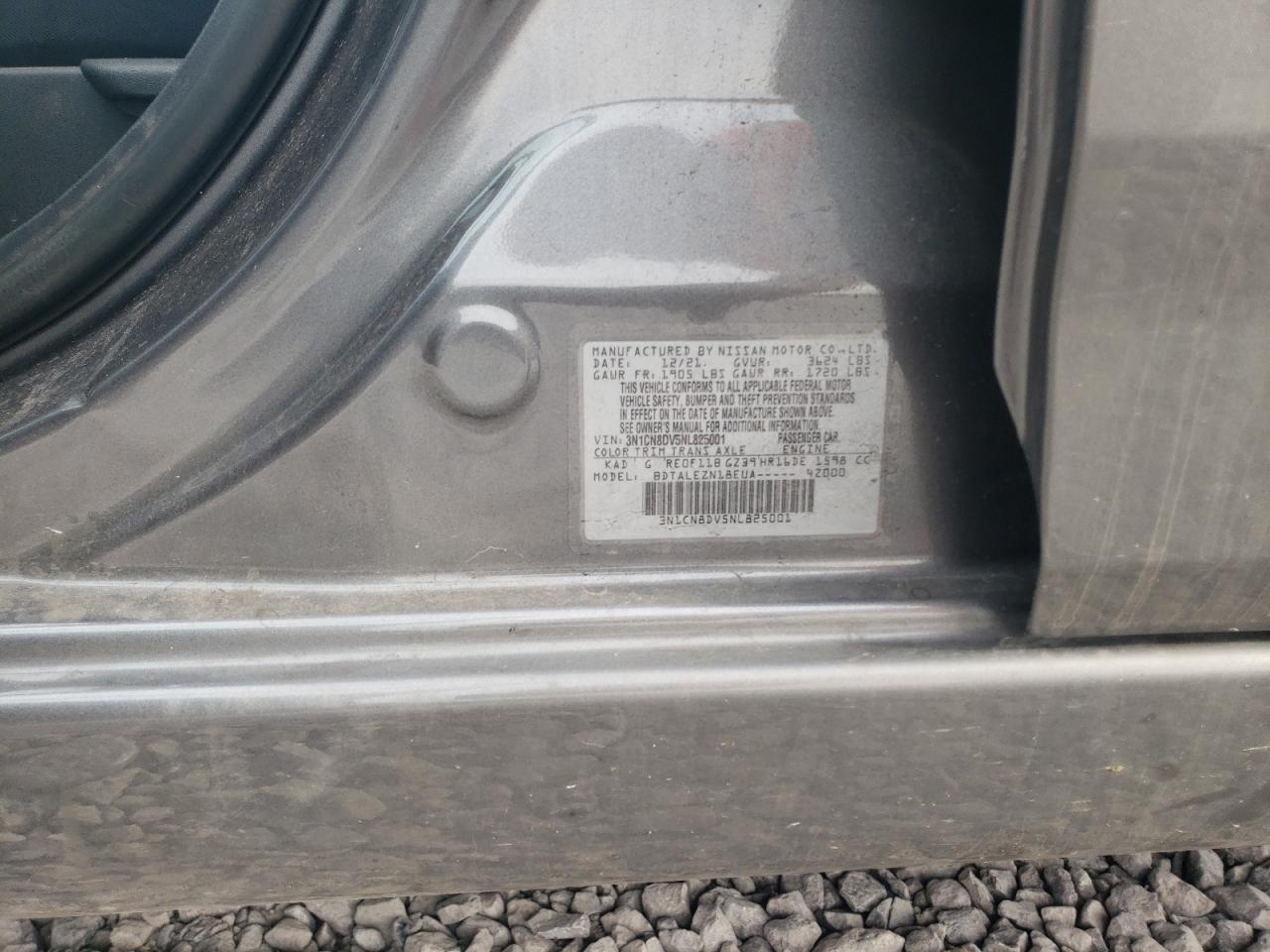 2022 NISSAN VERSA S VIN:3N1CN8DV5NL825001