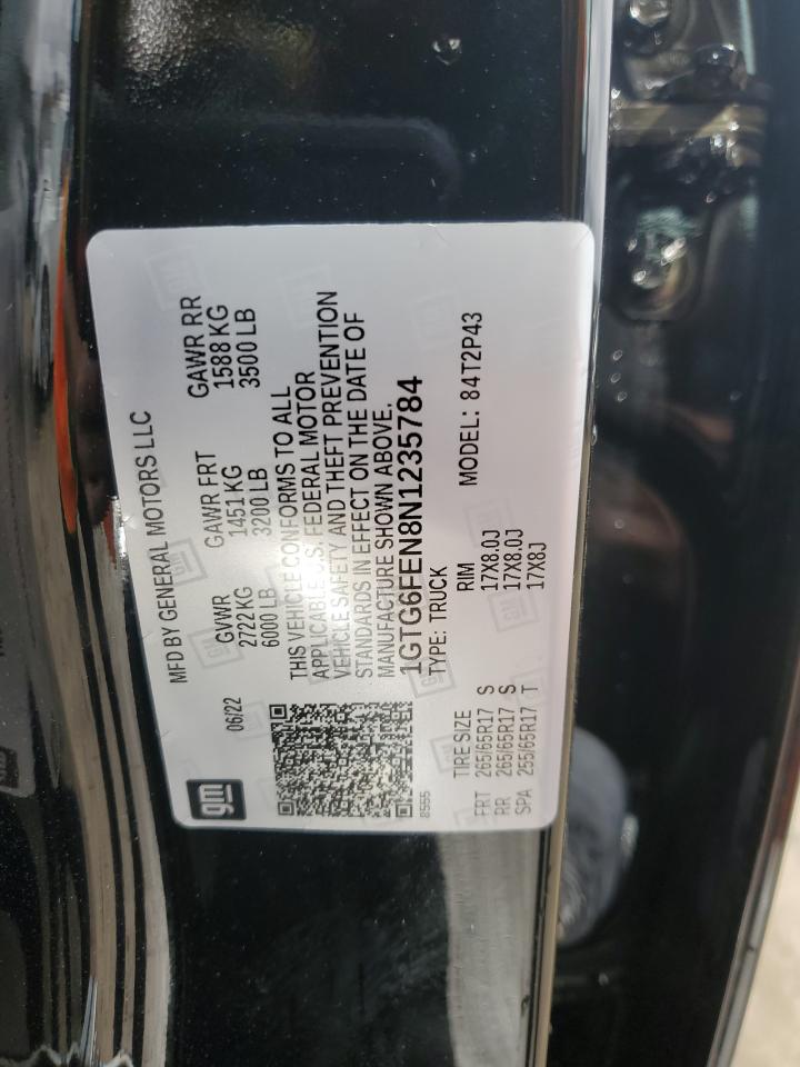 2022 GMC CANYON AT4 VIN:1GTG6FEN8N1235784