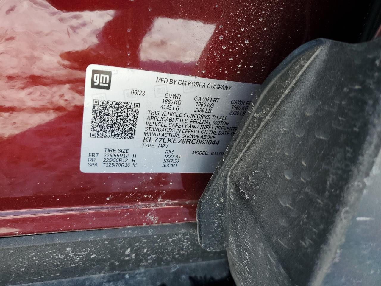 2024 CHEVROLET TRAX ACTIV VIN:KL77LKE28RC063044