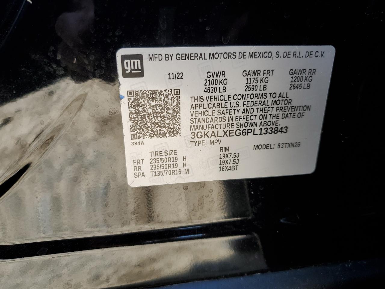 2023 GMC TERRAIN DENALI VIN:3GKALXEG6PL133843