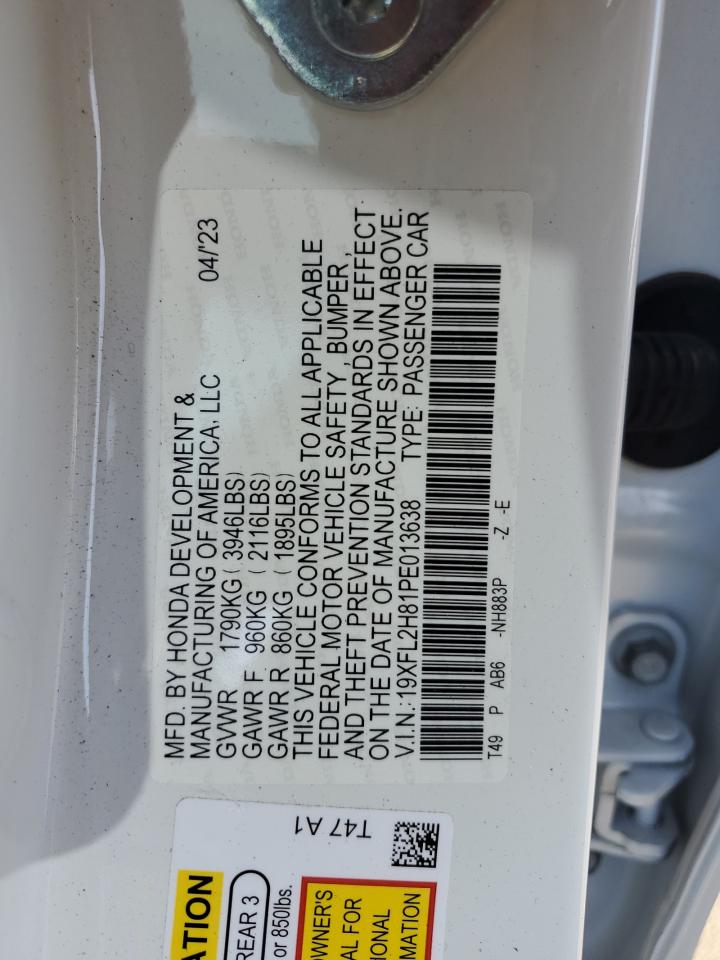 2023 HONDA CIVIC SPORT VIN:19XFL2H81PE013638