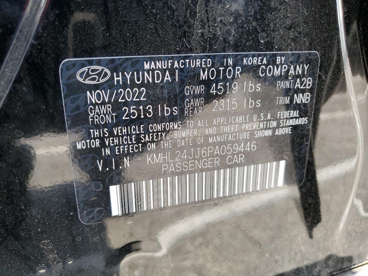 2023 HYUNDAI SONATA HYBRID VIN:KMHL24JJ6PA059446