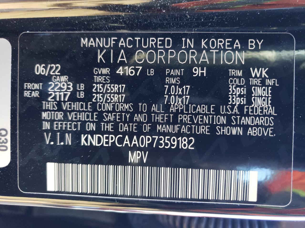2023 KIA SELTOS LX VIN:KNDEPCAA0P7359182