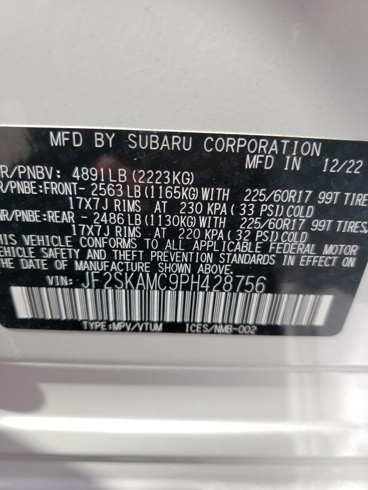 2023 SUBARU FORESTER WILDERNESS VIN:JF2SKAMC9PH428756