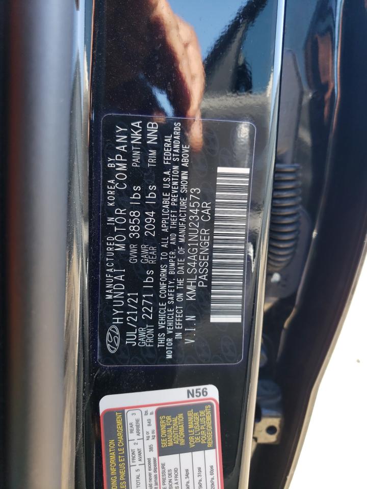2022 HYUNDAI ELANTRA SEL VIN:KMHLS4AG1NU234573
