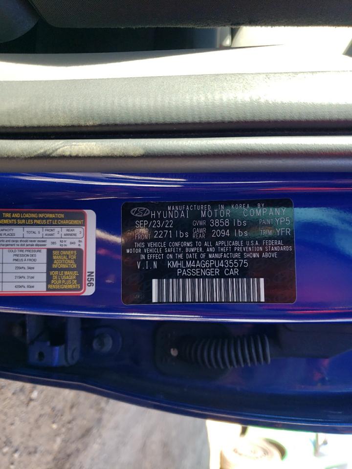 2023 HYUNDAI ELANTRA SEL VIN:KMHLM4AG6PU435575