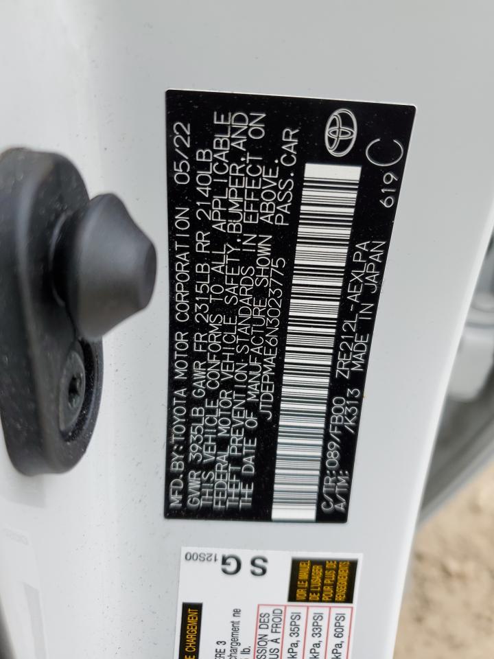 2022 TOYOTA COROLLA LE VIN:JTDEPMAE6N3023775