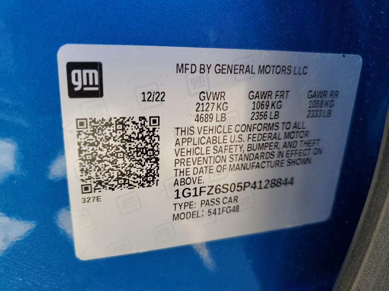 2023 CHEVROLET BOLT EUV PREMIER VIN:1G1FZ6S05P4128844