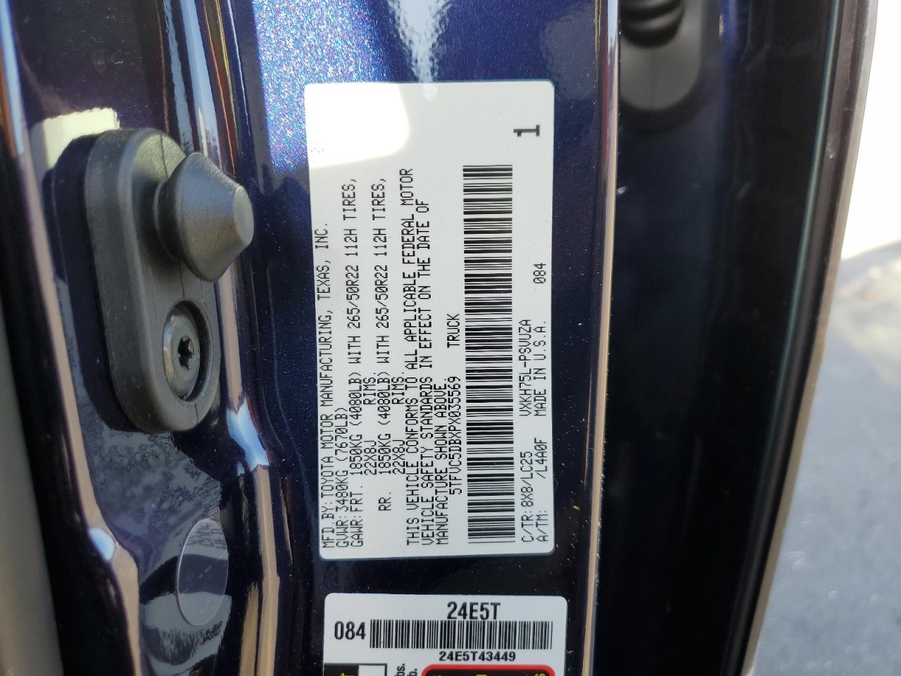 2023 TOYOTA TUNDRA CREWMAX CAPSTONE VIN:5TFVC5DBXPX035569