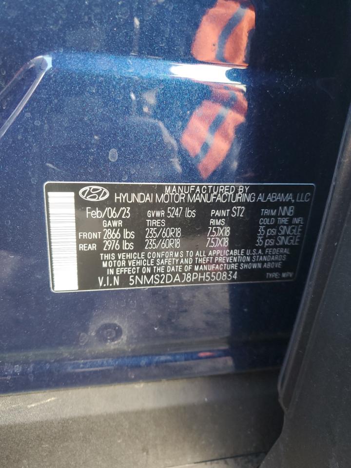 2023 HYUNDAI SANTA FE SEL VIN:5NMS2DAJ8PH550834