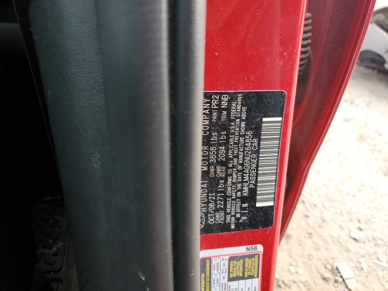 2022 HYUNDAI ELANTRA SEL VIN:KMHLM4AG6NU264856