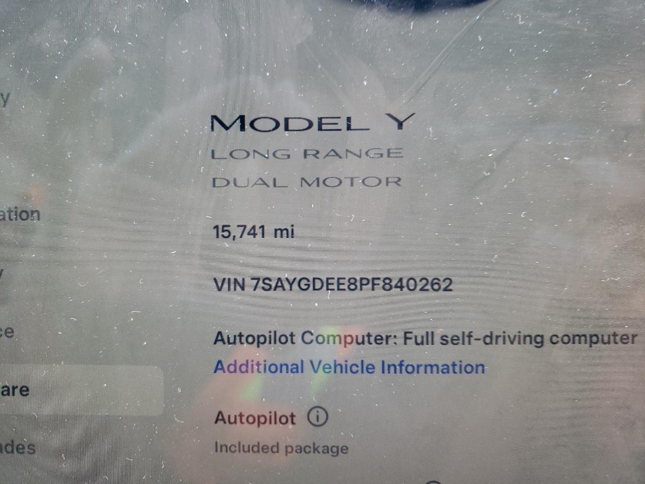 2023 TESLA MODEL Y  VIN:7SAYGDEE8PF840262