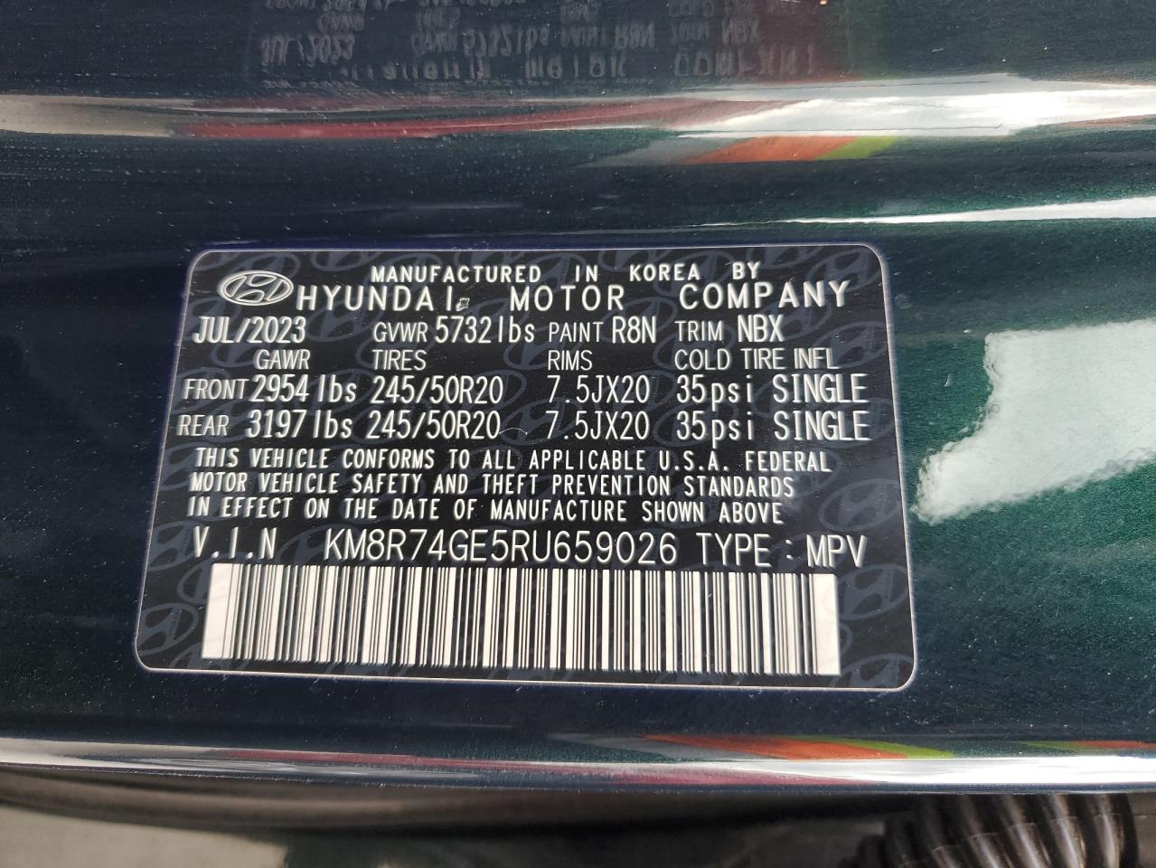 2024 HYUNDAI PALISADE CALLIGRAPHY VIN:KM8R74GE5RU659026