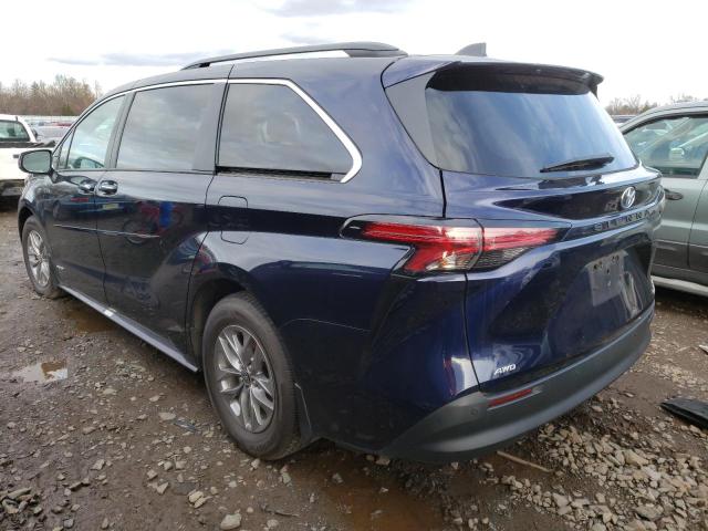 2021 TOYOTA SIENNA XLE VIN: 5TDYSK***********