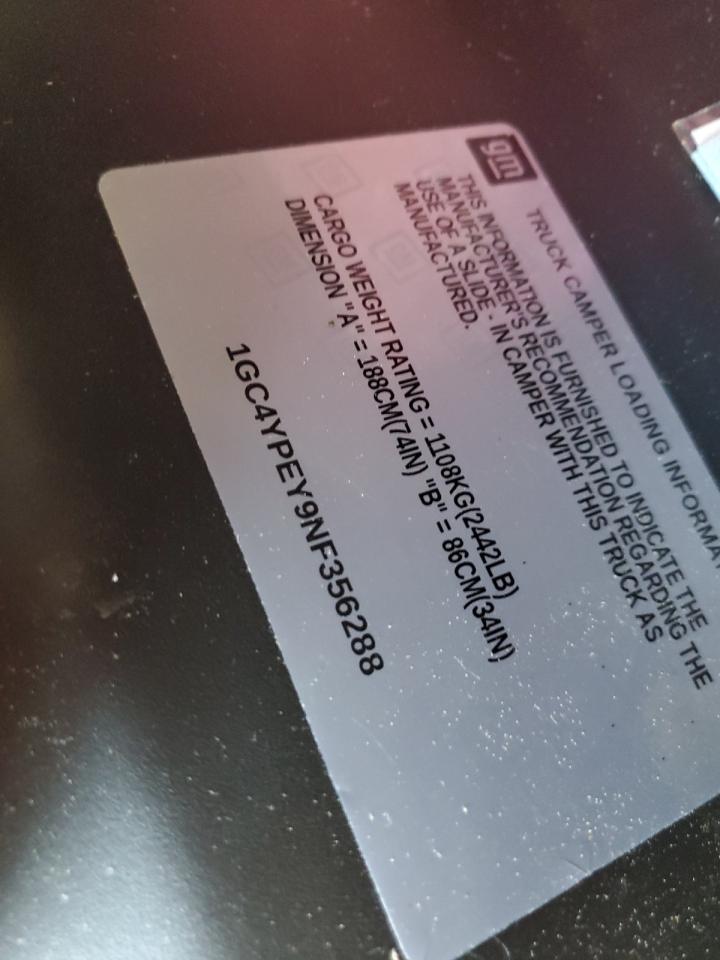 2022 CHEVROLET SILVERADO K2500 HEAVY DUTY LTZ VIN:1GC4YPEY9NF356288